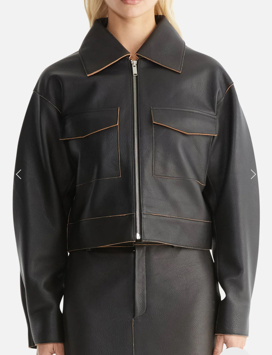 Wednesday edged leather jacket